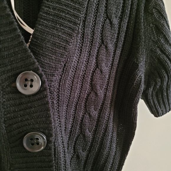 Black Hooded Croped Sweater/Cardigan - Picture 3 of 5